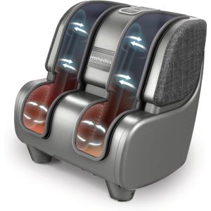 Homedics Deluxe Foot Massager & Calf Massager, Rolling & Compression Massage, Adjustable Tilt, Washable Liners, 4 Programs, 3 Intensity for Muscle Relief and Post-Workout Recovery