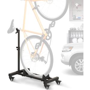 Vertical Bike Stand, Freestanding Bike Rack Garage Storage Upright Bicycle Floor Stand Indoor Bike Holder with Adjustable Height for Garage & Apartment - for Wheels Sizes up to 29 (1 Pack)