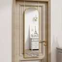 Vlush Door Mirror, Full Length Mirrors Over The Door, 14'' x 48'' Hanging/Rectangular Wall Mirror, Wall-Mounted/Hanging/Leaning, Home Decor,(Gold)