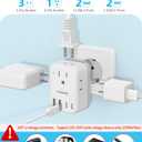 International Power Adapter Set, US to EU/UK/AUS/Japan Universal Travel Adapter- 4 AC Outlets 4 USB Ports (2 USB C), Worldwide Travel Plug Adapter Kit Include Type F/G/I/C/B/A Detachable Charger Plug