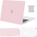 MOSISO Compatible with MacBook Air 13 inch Case 2025 2024 2023 2022 M4 A3240 M3 A3113 M2 A2681, Plastic Hard Shell&Keyboard Cover&Screen Film&Pouch for MacBook Air 13.6 inch Case, Baby Pink
