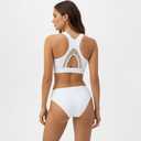 LIZENS Women's White Bikini Set Two Piece Swimsuit for Beach Surfing (White, M)