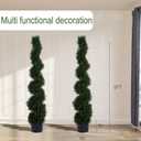 Two 5 Foot 4 Inch Artificial Cypress Spiral Trees Potted Indoor or Outdoor