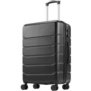 OLIXIS 24 Inch Luggage, Hardside Suitcase with Spinner Wheels, Lightweight ABS Hard Shell Checked Luggage, TSA Approved Lock, Expandable Medium Suitcase for Travel & BusinessBlack