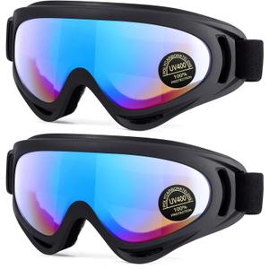 MAMBAOUT 2-Pack Snow Ski Goggles, Snowboard Goggles for Men, Women, Youth, Kids, Boys or Girls