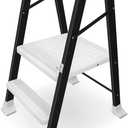 SDADI Foldable Toddler Step-Up Stool  2-Step Standing Tower for Ages 18M-6Y, Compact Folding Design, Safe & Stable for Kitchen & Bathroom Use (Translucent White & Black)