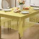 Horaldaily White Yellow Pearl Tablecloth, 60140 Inch, Rectangular