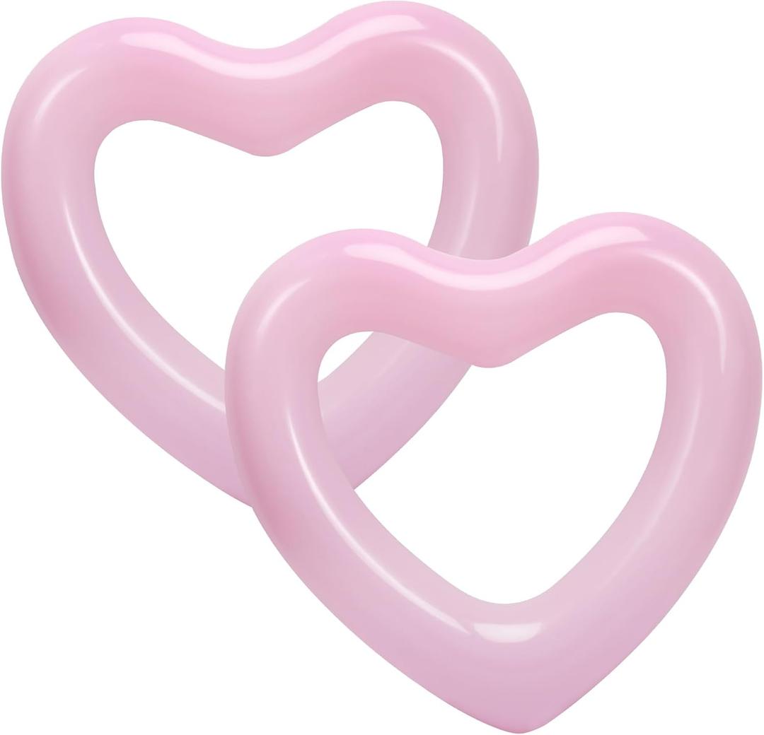 HeySplash Heart Pool Float, Heart Shaped Summer Swimming Pool Float Loungers Tube Ring Floatie, Water Fun Beach Party Toys for Adults 120cm (L-Pink-2Pack)