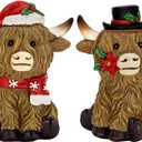 CRCZK Highland Cow Winter Decor, Winter Decorations Indoor/Outdoor, Farmhouse Table Centerpieces Decorations, Highland Cow Decor Winter Gifts