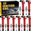 MIKKUPPA UF270 Ignition Coil Packs and Spark Plug Replacement for 2002-2008 Dodge Ram 1500, 2000-2008 Durango, 2005-2007 Dakota, 1999-2008 Jeep Grand Cherokee, 2002-2008 Jeep Liberty, Set of 8