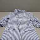 Floerns Women's Striped 3/4 Sleeve Blazer Jacket Collared Neck Business Casual Suit Jacket, L