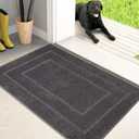 PURRUGS Dirt Trapping Door Mat 24" x 35.5", Non-Slip/Skid Machine Washable Entryway Rug, Dog Doormat, Super Absorbent Welcome Mat for Muddy Wet Shoes and Paws, Grey