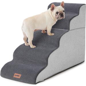 ZOMISIA Dog Stairs Ramp for High Beds - 5 Step Pet Stairs for Small to Large Dogs, 35D Foam Dog Steps for Couch with Non-Slip Bottom Grey