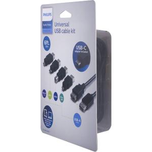 Philips 5-in-1 Universal USB Cable Kit, Includes Adapters for: Mini-B (5 PIN), USB-C, USB-B, Micro USB, and USB-A 2.0 Cable, for Mobile Devices, Laptops, Printers, Scanners, Cameras, SWU8002N/27