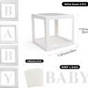 Voircoloria Baby Boxes with Letters, 4 Transparent Balloon for Gender Reveal Birthday Wedding Baby Shower Decorations (White)