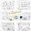 30Pcs Eid Mubarak Coloring Placemats Ramadan Mubarak Disposable Table Mat Coloring Activity Paper Mat for Muslim Ramadan Holiday Party Home Kitchen Dining Table Decor