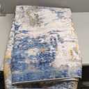 Washable Area Rugs 5'x7' Non-Slip Modern Abstract Soft for Living Room Entryway Bedroom Nursery, Print Pattern, Grey Blue Gold/Golden