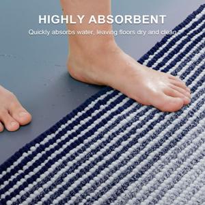 BSICPRO Bathroom Rugs and Mats Sets, 1 Piece Thick Absorbent Chenille Bath Mat Rug Set Non Slip, Soft Shaggy Bath Room Floor Mats for Bathroom, Machine Washable (16" x 24", Navy)