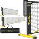 Portable Pickleball Net for Driveway, 22 FT Regulation Size & 11 FT Half Court Size Pickle Ball Net with Ball Collector, 2-in-1 Pickle Ball Net with Carry Bag for Garages Backyard