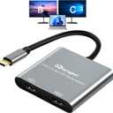 USB C to Dual HDMI Adapter 4k60Hz Extend Dual Monitors from MacBook Pro/Air,Dell XPS,Lenovo XiaoXin, USB-C Dual Monitor Adapter for Windows & Mac