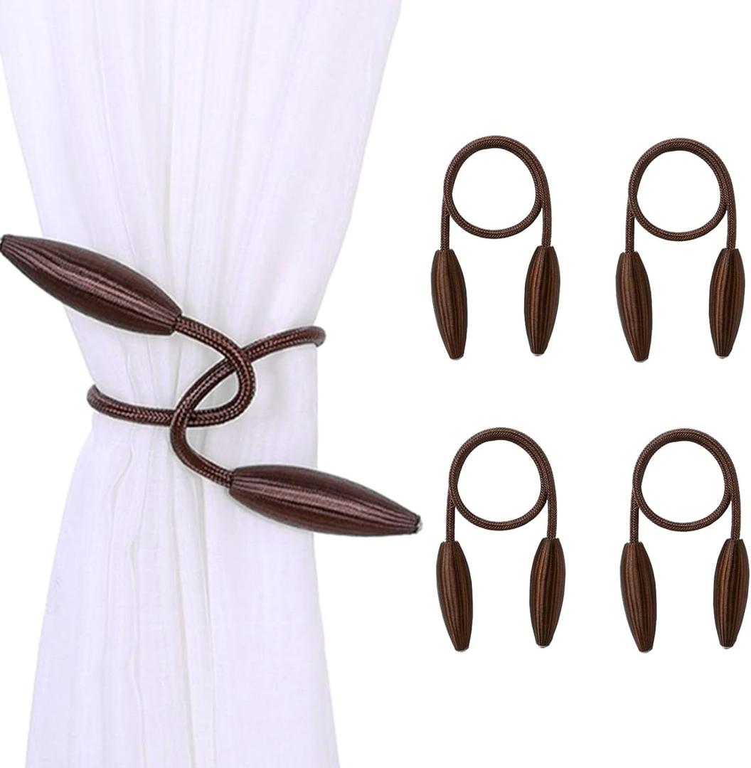 4-Pack Coffee Curtain Holdbacks Decorative Window Drape Twist Curtains Tiebacks Random Modelling Curtain Holders (Coffee)