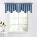 NICETOWN Window Blackout Valances for Kitchen, Elegant Scalloped Curtain Valances Room Darkening Draperies Window Topper for Living Room/Thanksgiving, 52" x 18", Stone Blue, 2 Pieces