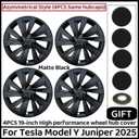 （4PCS） Wheel Cover for Tesla Model Y Juniper 19 Inch 2025 Car Replacement Wheel Cover Automobile Hub Cap Full Rim Car Accessories (4PCS Matte Black)