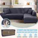 KinCam Sectional Couch Covers L Shape Sofa Covers Super Stretch 2pcs Sofa Slipcovers for 3 + 3 Seaters Sectional Chaise Slipcover with 2pcs Pillow Covers for Pets Kids, Dark Grey