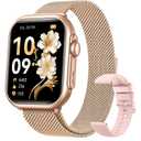 Smart Watch for Android/iPhone, 5ATM Fitness Watches for Women with 110+ Sports Modes, Bluetooth Calls/Messages/App Notifications, Health Monitor Blood Pressure/Heart Rate/SpO2/Sleep, Gifts for Women (Gold-Pink)