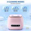 Dental Ultrasonic Retainer Cleaner Machine - 52kHz Dental Appliance Cleaner for Retainers, Dentures, Aligners, Mouth Guards, Toothbrushes & Jewelry, 200ML Pink, Quiet & Portable