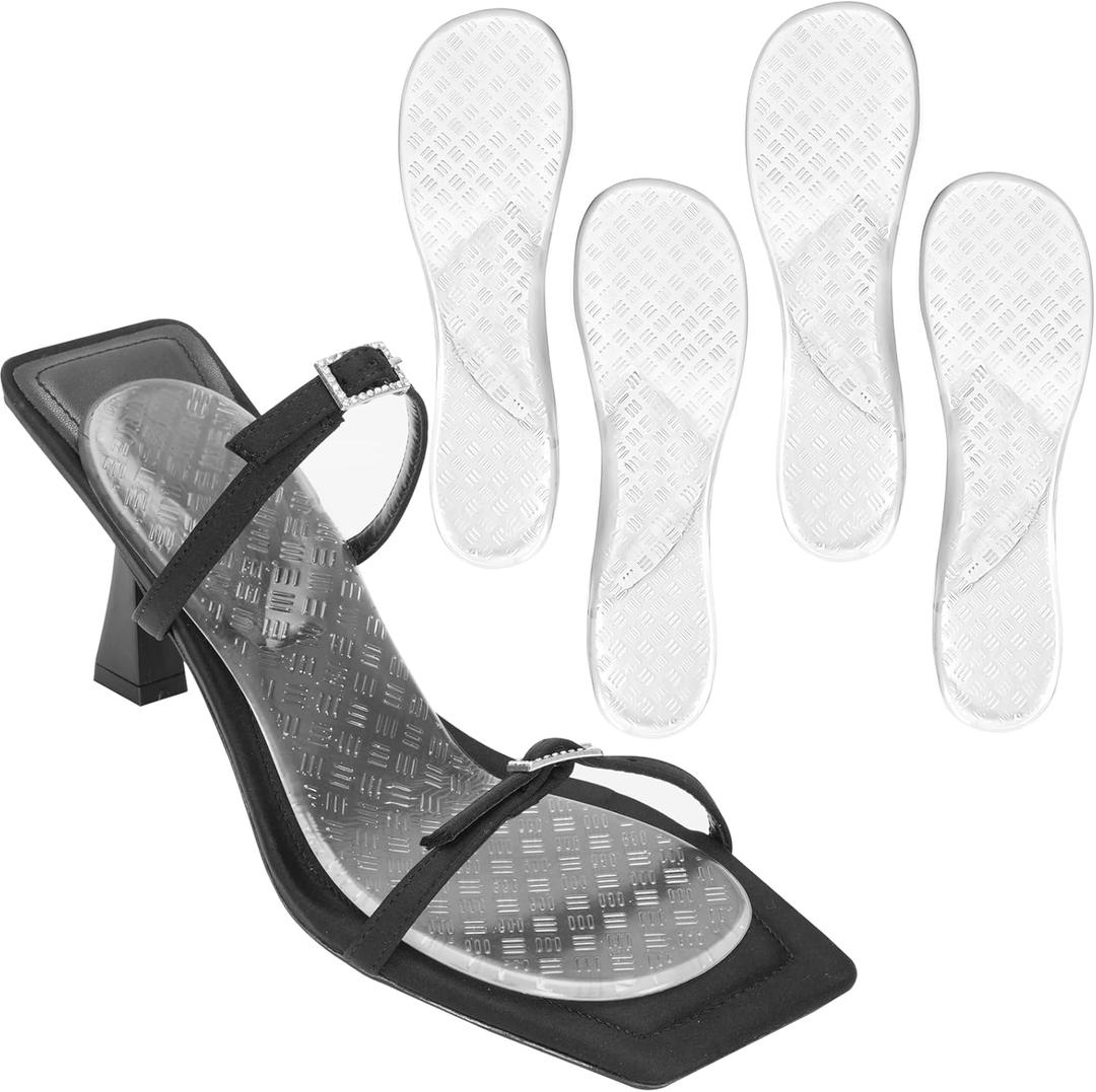 High Heel Arch Support Inserts, Women Silicone Cushion Sandal Insoles, Invisible Gel Shoe Inserts, Self-Adhesive, Anti-Slip, Pain Relief, Low & Medium Arch, 2 Clear, 7.5-10