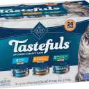 Blue Buffalo Tastefuls Wet Cat Food Paté Variety Pack, Made with Natural Ingredients, Chicken, Turkey & Chicken, Ocean Fish & Tuna Entrées, 5.5-oz Cans (24 Count, 8 of Each)