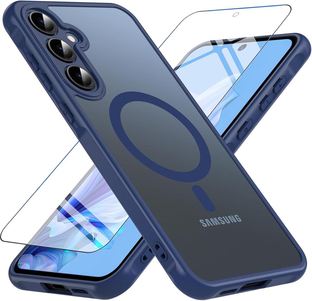 BESINPO Magnetic Case Compatible with Gabb Phone 4 Pro,Military Grade Shockproof with Tempered Glass Screen Protector Translucent Matte Protective Case Cover for Boys Girls-NavyBlue