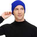2 x American Trends Unisex Beanie Hat Warm Winter Hats Soft Knit Hat Plain Skull Caps for Men Women Lightweight Beanie (Blue)