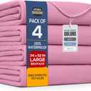 Utopia Bedding Washable Underpads 34" x 52" (Pack of 4), Waterproof Reusable Heavy Absorbency Incontinence Bed Pads for Adults, Kids, Elderly and Pets, Bedwetting Pads for Sofa and Couch (Pink)