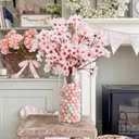 Suncalla 105 Pcs Easter Centerpieces for Tables Pink Cherry Blossoms Decorations Bulk with 5 Artificial Cherry 100 Pastel Multicolor Eggs Vase Filler Easter Table Decors for Spring Home Decor