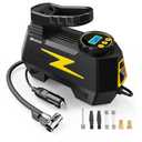 FADAKWALT Tire Inflator Portable Air Compressor, DC 12V Tire Air Pump with LED and 150PSI Digital Pressure Gauge, Portable Tire Inflator for Car Tires, Motorcycles, Bike, Ball (Yellow)