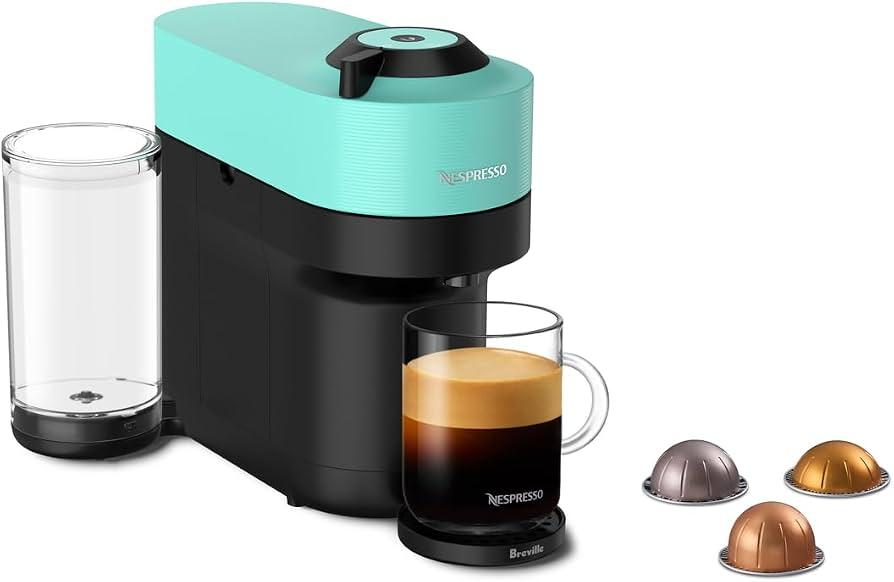 Nespresso Vertuo Pop+ Coffee and Espresso Maker by Breville with Milk Frother, Aqua Mint