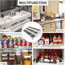 CiWiVOKi 3 Tier Expandable Spice Rack Organizer, Plastic Spice Rack, Adjustable Length 14.6In-25.8In, Non-Skid Tiered Spice Shelf Organizer for Kitchen Cabinet, Cupboard, Pantry, White/Grey