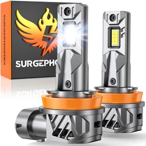 H11/H9/H8 Fog Light Bulb, 60000LM Super Brighter, 1:1 Mini Size,6500K Cool White H11 Off Road Light or Fog Light Bulbs Pack of 2