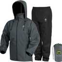 TIDEWE Rain Suit, Waterproof Breathable Lightweight 2 Pieces Rainwear (Black, L)