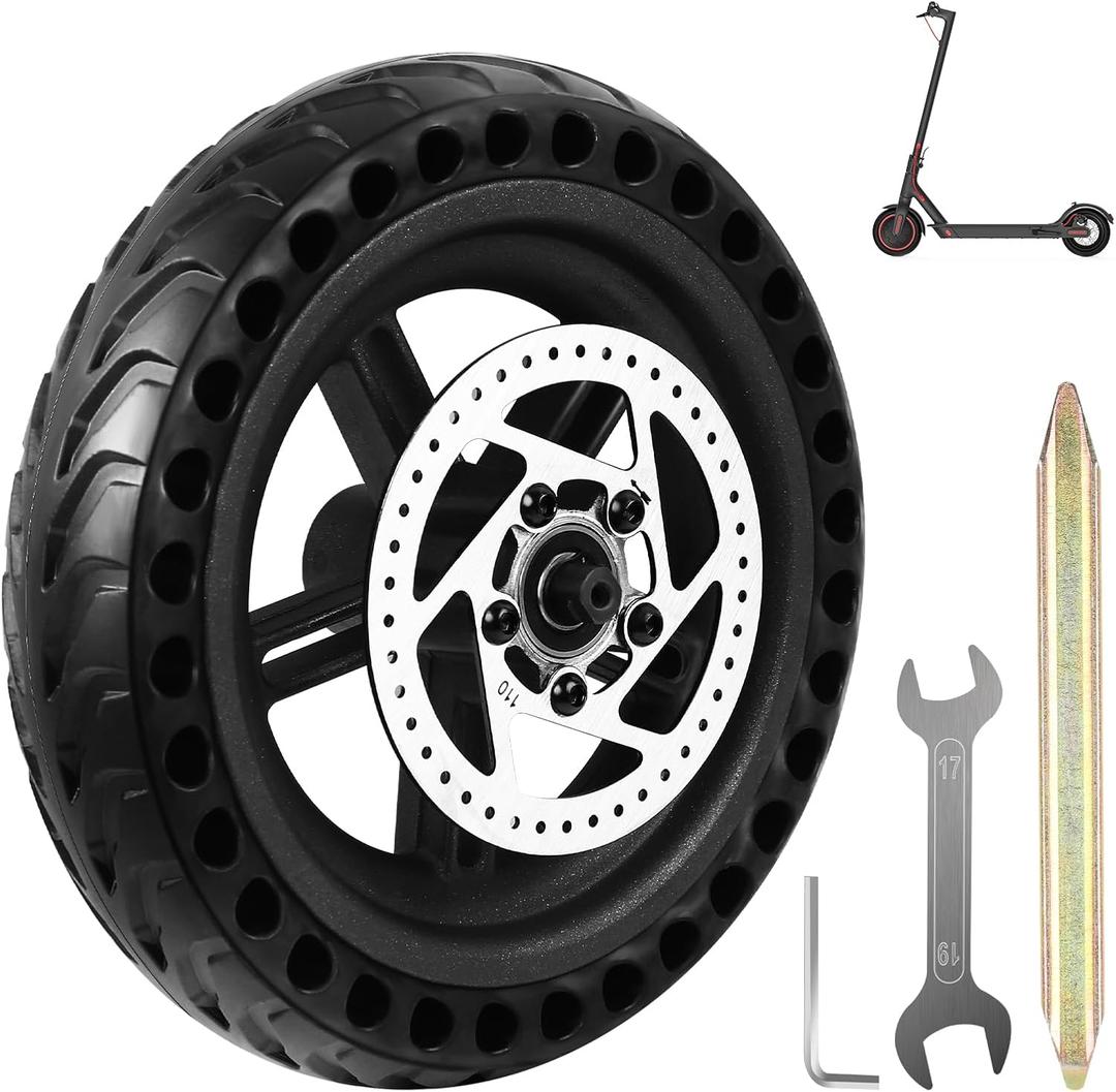 8.5 Inches Scooter Wheel Hub Tyre, Electric Scooter Wheels Replacement Tire, Honeycomb Solid Rear Tire with Disc Brake and 3 Installation Tools, for Mijia M365 Xiaomi/1S