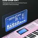 Donner 61 Key Keyboard Piano, Electric Piano Keyboard Kit with 249 Voices, 249 Rhythms - Includes Piano Stand, Stool, Microphone, Gift for Beginners, Pink (DEK-610S), Full