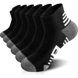 6 Pairs Mens Ankle Socks,Comfort Wicking Breathable Cushioned Running|Casual Socks For Men With Arch Support&Heel Tab | size 6-11