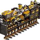 Large 49''W Power Tool Organizer Wall Mount | 620lbs Garage Storage Rack with 12 Cordless Drill Holder | 4-Tier Heavy Duty Utility Shelf for Battery Workshop Organization