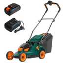 MZK 30V Lawn Mower with 15'' Cutting Deck and Foldable Handle, Quiet Electric Mower with Charger