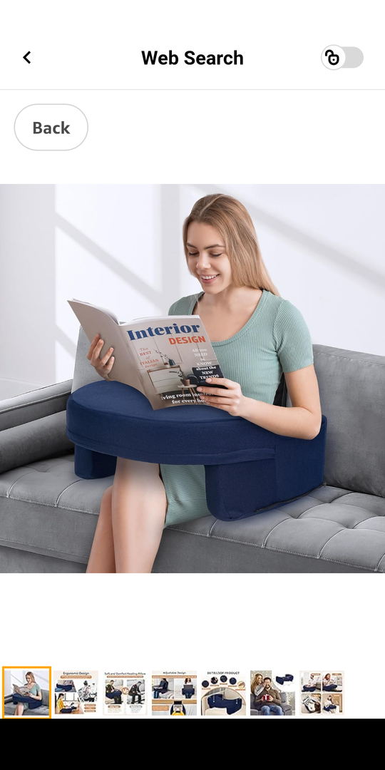 ITEFDTUTNE Reading Pillow for Gaming Extra Large, Adjustable Lap Desk Pillow with Pocket, Soft Memory Foam Arm Rest Pillow for Adult, Gaming Pillow for Lap, Sitting in Bed Floor Sofa, Blue