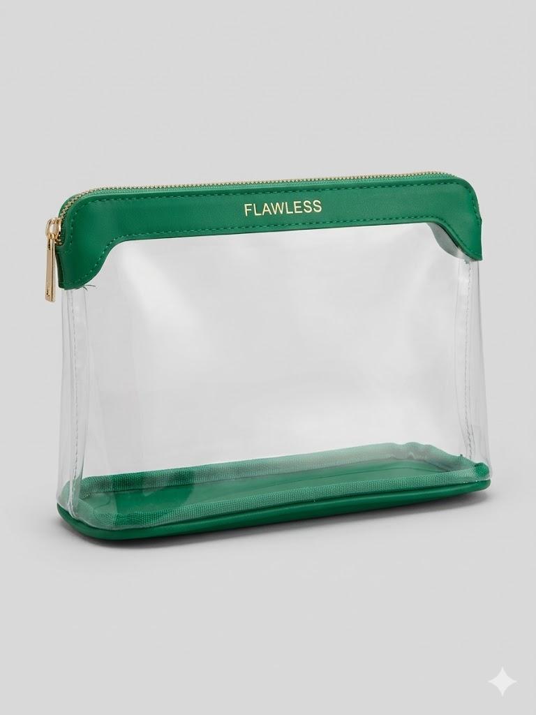 Heavy Duty Clear Cosmetic Bag Waterproof Transparent Travel Makeup Toiletry Organizer Bag (Green, Pack of 4)
