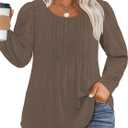 VISLILY Womens-Plus-Size-Dressy-Tops Trendy Puff Long Sleeve Casual Shirts (Brown, XXL)