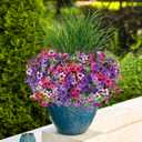 Artificial Flowers,14 Bundles UV Resistant Fake Flowers Daisy with Greenery Plants Wheat grass,Faux Outdoor Flowers for Spring Summer Decoration, Outdoor Faux Plants Home Window Porch Patio Yard